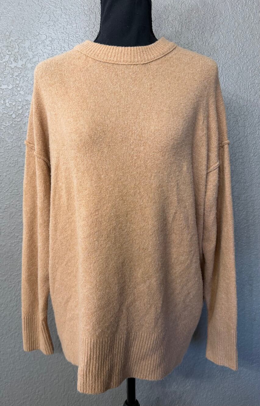 Aerie Womens Sz S Oversized Peach Super Soft Flowy Crewneck Sweater